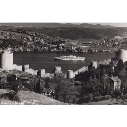 Rumelihisar Turkey Vintage Turkish Aerial Boat Harbour Real Photo Postcard