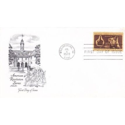 United States 1972 Glassmaker FDC Williamsburg VA cancel unaddressed VGC