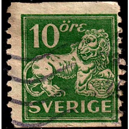 Sverige Sweden 1921 Lion 10ore Used Stamp.