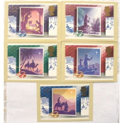 5 Royal Mail postcards - Christmas 1988