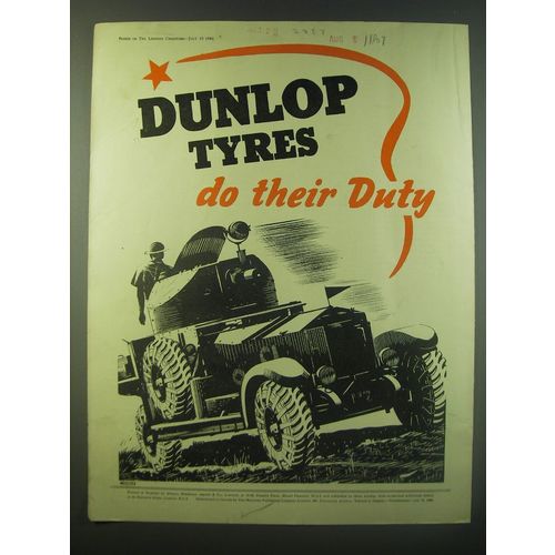 1940 Dunlop Tyres Ad - Dunlop Tyres do their duty!