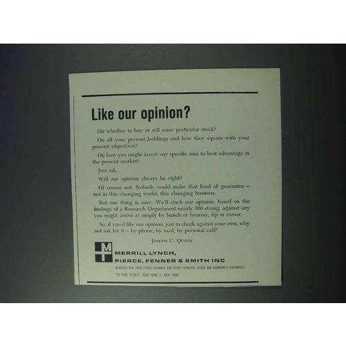 1963 Merrill Lynch Brokers Ad - Like Our Opinion?