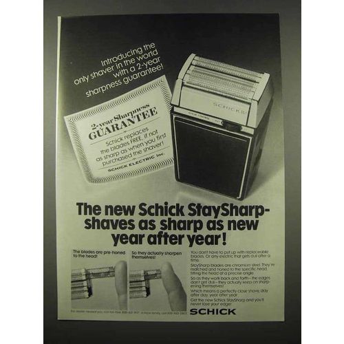 1971 Schick StaySharp Electric Razor Ad