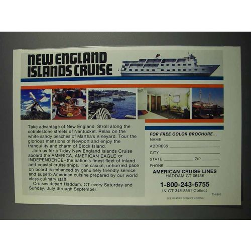 1983 American Cruise Lines Ad - New England Islands