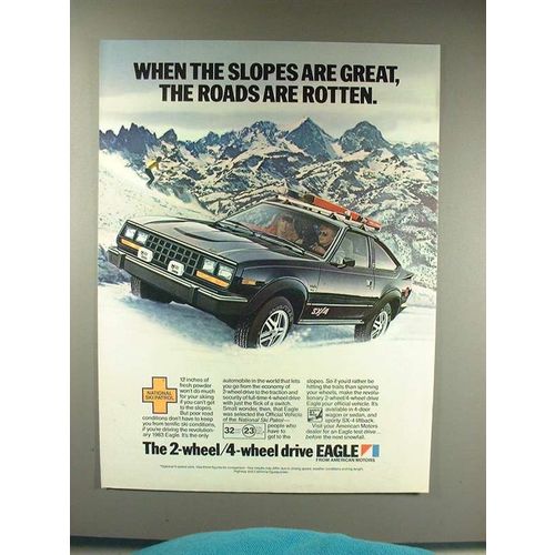 1983 AMC Eagle SX/4 Car Ad - Slopes Great, Roads Rotten
