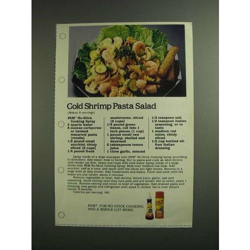 1984 Pam Spray Ad - Gold Shrimp Pasta Salad Recipe