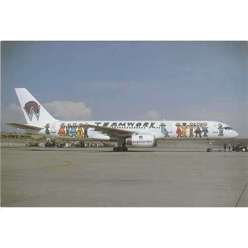 Teamwork American West Boeing B757 287 Aircraft Postcard (A21015)