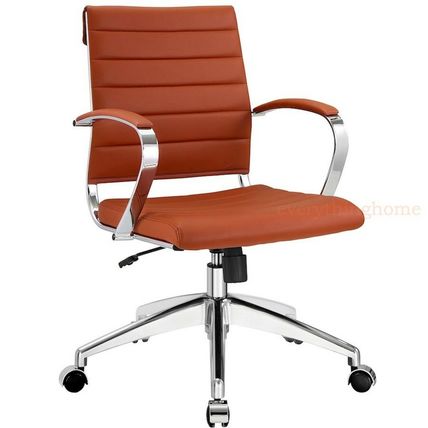 Padded Desk Office Mid Back Chair Rolling Casters Mid-Century Modern - 8 Colors