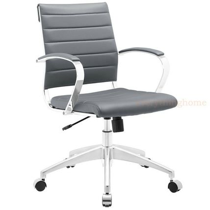 Padded Desk Office Mid Back Chair Rolling Casters Mid-Century Modern - 8 Colors