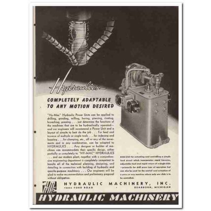 Hydraulic Machinery Inc 1945 vintage industrial catalog power units