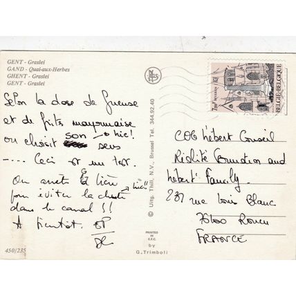 Gent Graslei Quai aux Herbes Belgium Postcard used VGC
