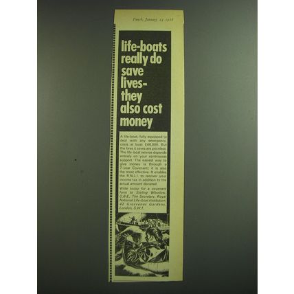 1968 Royal National Life-Boat Institution Ad - Life-boats really do save lives