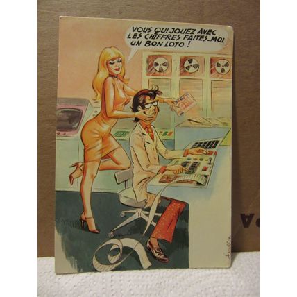 LOTO , unused FRENCH postcard france humour? =