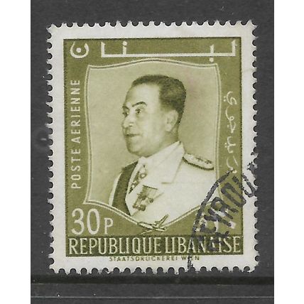 LEBANON 196O AIR 30p OLIVE PRESIDENT CHEHAB SG 641 FINE USED#