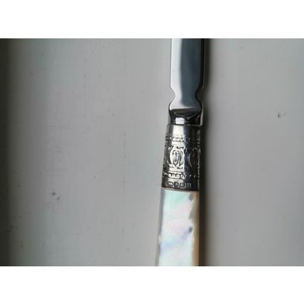 Vintage / Classic, 18cm Letter Opener - Mother of Pearl Handle + Silver Ferrule