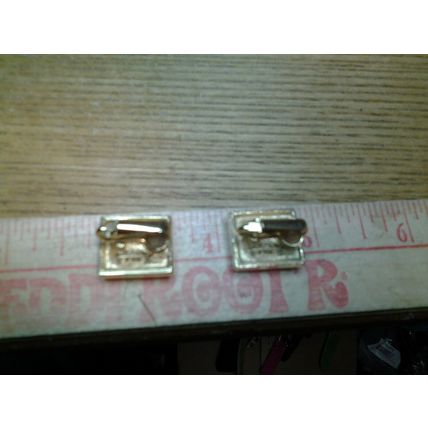 VINTAGE SWAROVSKI (SAL) LARGE GOLD PLATE FACETED CLR STONE EARRINGS