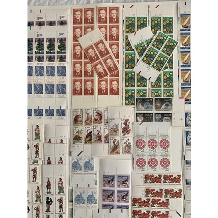 US 22c Stamp Lot Plate Blocks Strips Folk Art Cats Animals Flags Mint Lot MNHOG
