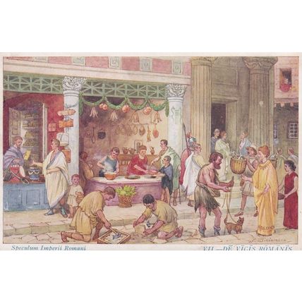 Street Vendors Outside Roman Forum Italian Latin School Old Card