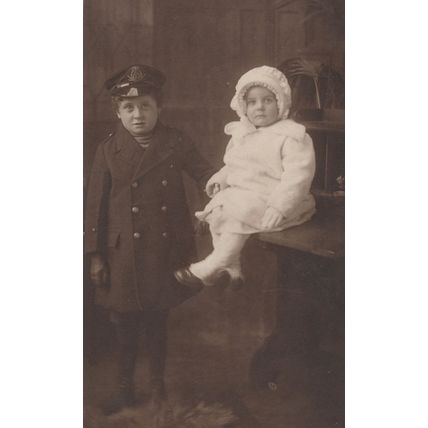Child Dressed as Military Soldier Antique Fancy Dress Postcard