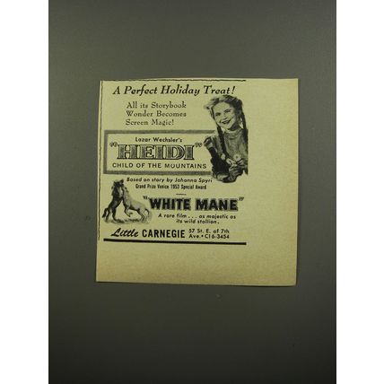 1953 Heidi Movie Advertisement - A perfect holiday treat