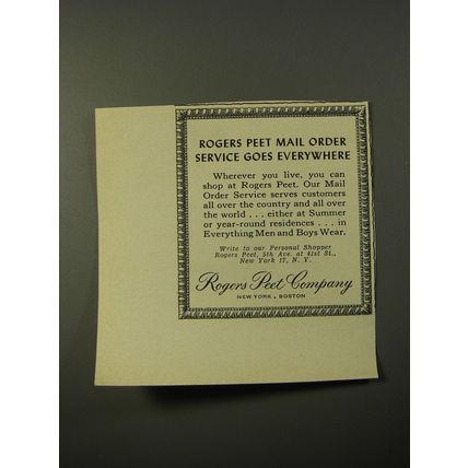 1954 Rogers Peet Company Ad - Rogers Peet mail order service goes everywhere