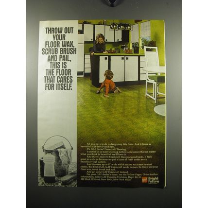 1972 GAF Luran Foamcraft Flooring Ad - Throw out your floor wax, scrub brush