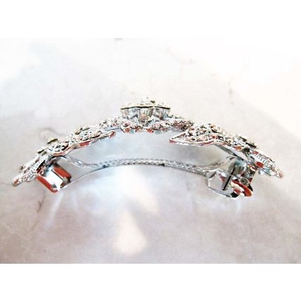 Silver flower shaped crystal hair barrette clip bridal clip bridal barrette