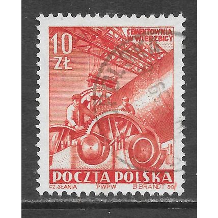 POLAND 1952 CONCRETE FACTORY CEMENT WORKS WIERZBICY USED 10z SG757 757 SG