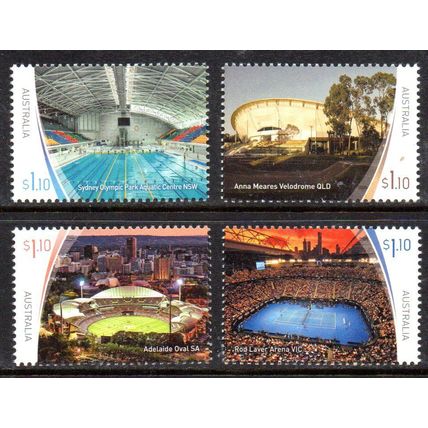 AUSTRALIA: 2020, SPORTS ARENA'S, SET OF 4 MINT SHEET PERFORATION STAMPS.