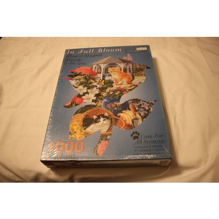 IN FULL BLOOM 1000 PIECE SHAPED PUZZLE Mostly SEALED Kitten Flowers