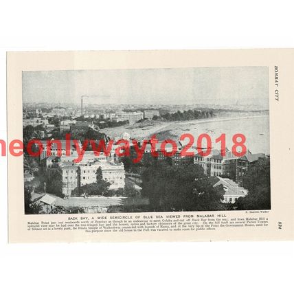 Back Bay from Malabar Hill, Bombay (Mumbai), Indiia, Book Illustration, c1920