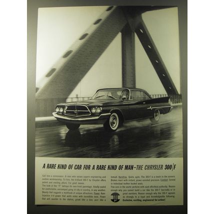 1960 Chrysler 300/F Car Ad - A rare kind of car for a rare kind of man
