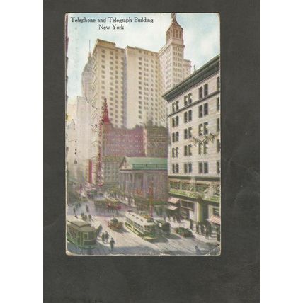 Postcard USA New York Telephone and Telegraph Building 1920 postmark