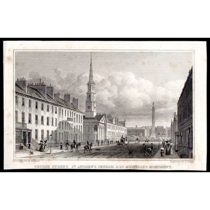GEORGE STREET EDINBURGH 1829 Thomas Hosmer Shepherd ANTIQUE ENGRAVING