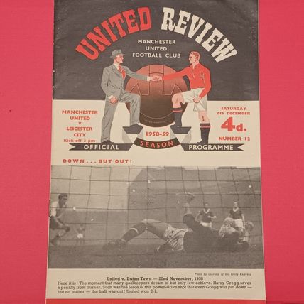 1958-59 MUFC v Leicester City 1st Division 06-12-58 With Token