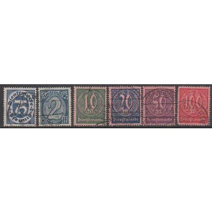 Mi: 69/74 used 1922 Dienst. Cat € 30