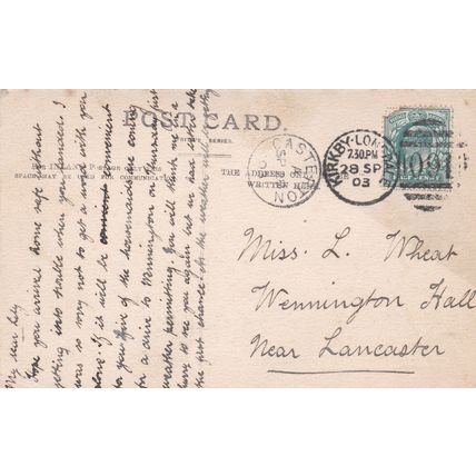 E290 CASTERTON- CLERGY DAUGHTERS SCHOOL . KIRBY LONSDALE DUPLEX POSTMARK
