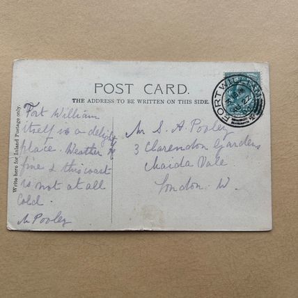 Vintage Valentines Postcard Ben Nevis Fort William Stamp 1904 date GC