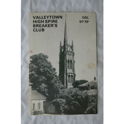 1986 QSL Card Valleytown Hire Spire Breaker's Club, Louth, Lincs.