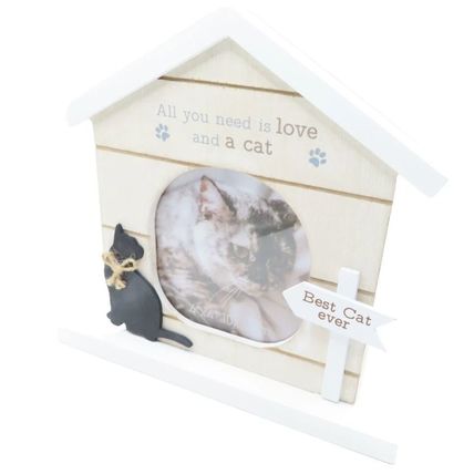 Cat Photo Frame Wooden All You Need is Love & a Cat 19 CM Home Decor Gift Feline