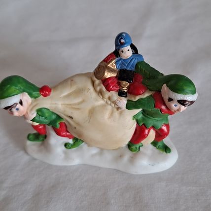 Vintage Freelance Inc ELF & Toy Bag 2" FIGURINE Christmas Gifts