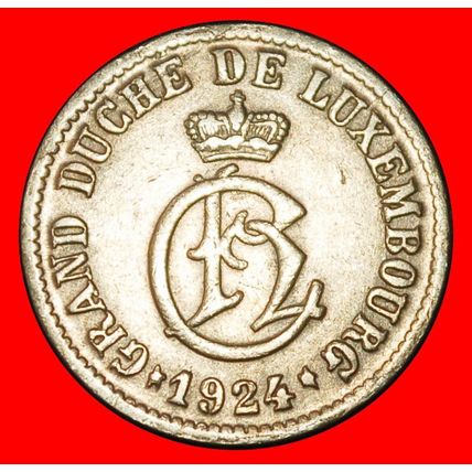 Ⰶ BELGIUM:LUXEMBOURG★5 CENTIMES 1924 CROWN & DEFORMED STARS★LOW START★NO RESERVE