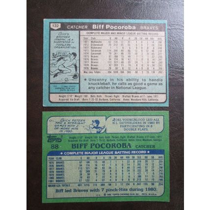 Two (2) Biff Pocoroba Baseball Cards - See Pictures and Description Below