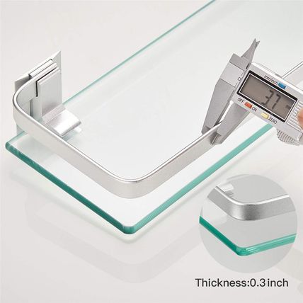 VOLPONE Bathroom Wall Shelf 15.7In Bathroom Glass Shelves Wall Mount Glass Shelf