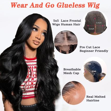 24 Inch 5X5 HD Lace Closure Wigs Human Hair Wear and Go Glueless Wigs Human Hair