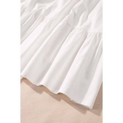 White Floral Lace Patchwork Bracelet Sleeve Tiered Mini Dress