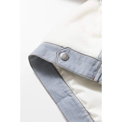 White Contrast Trim Buttoned Sherpa Jacket