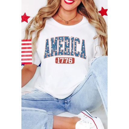 White Star AMERICA 1776 Print Independence Day Tee