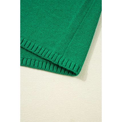 Bright Green Solid Color Knit Button Drop Shoulder Sweater Cardigan