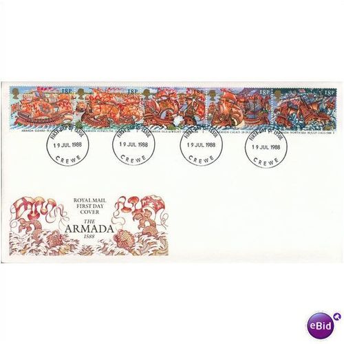 GB FDC 1988 - The Armada 1588 (mint) Crewe Issue
